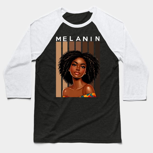 Melanin Shades Beauty Afrocentric Afro Queen Baseball T-Shirt by Merchweaver